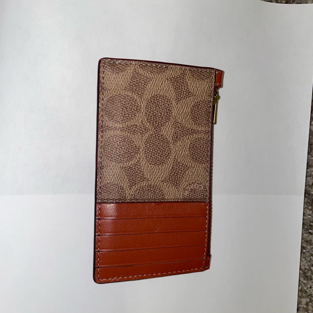 Coach Tan and Orange New York Card Holder - Picture 2 of 8